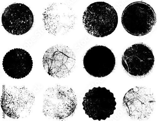 Grunge post Stamps Collection, Circles. Banners, Insignias , Logos, Icons, Labels and Badges Set . vector distress textures.blank shapes.