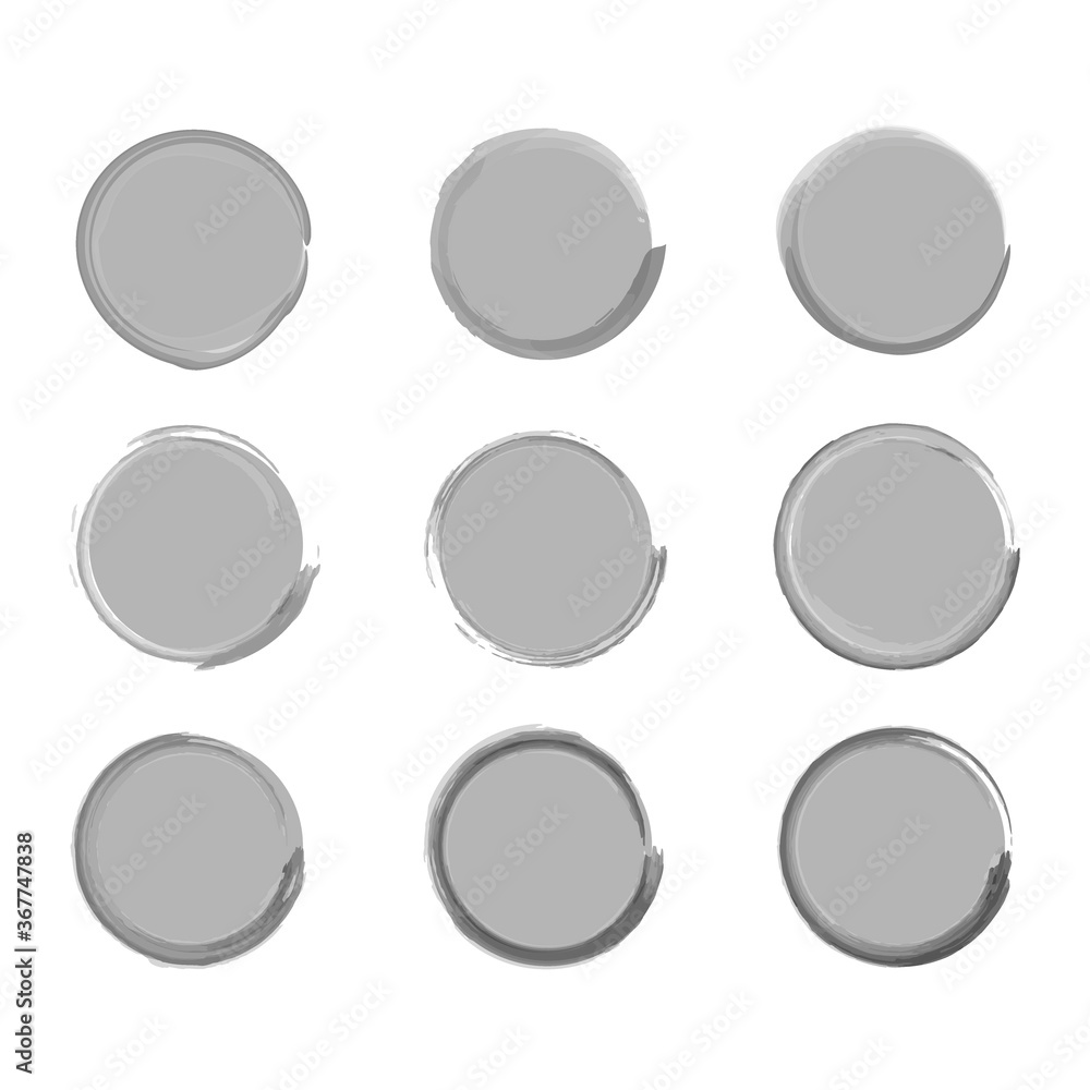Vector set of grunge circle brush strokes for frames, icons, design elements Vector set of grunge circle brush strokes for frames, icons, design elements