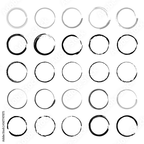 Vector set of grunge circle brush strokes for frames, icons, design elements