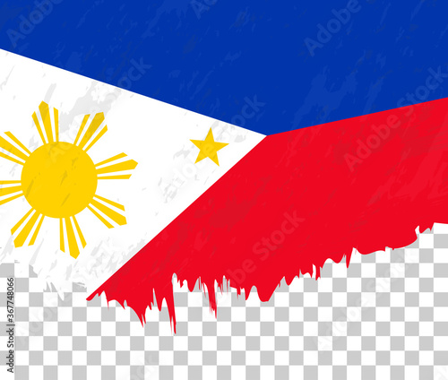 Grunge-style flag of Philippines on a transparent background.