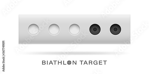 The attribute of winter sports is the biathlon target. A set of open and closed targets. Isolated grouped vector object.
