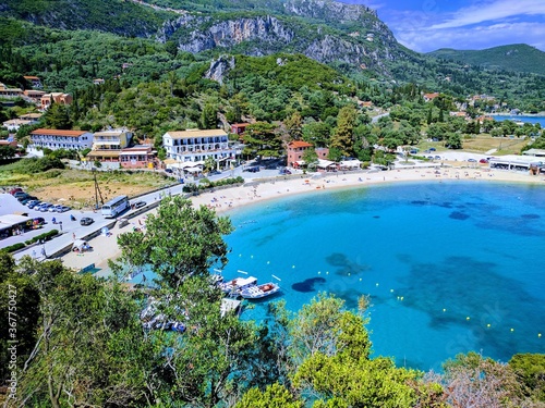 Fototapeta Naklejka Na Ścianę i Meble -  Panoramic view of Paleokastritsa bay, Corfu island, Greece