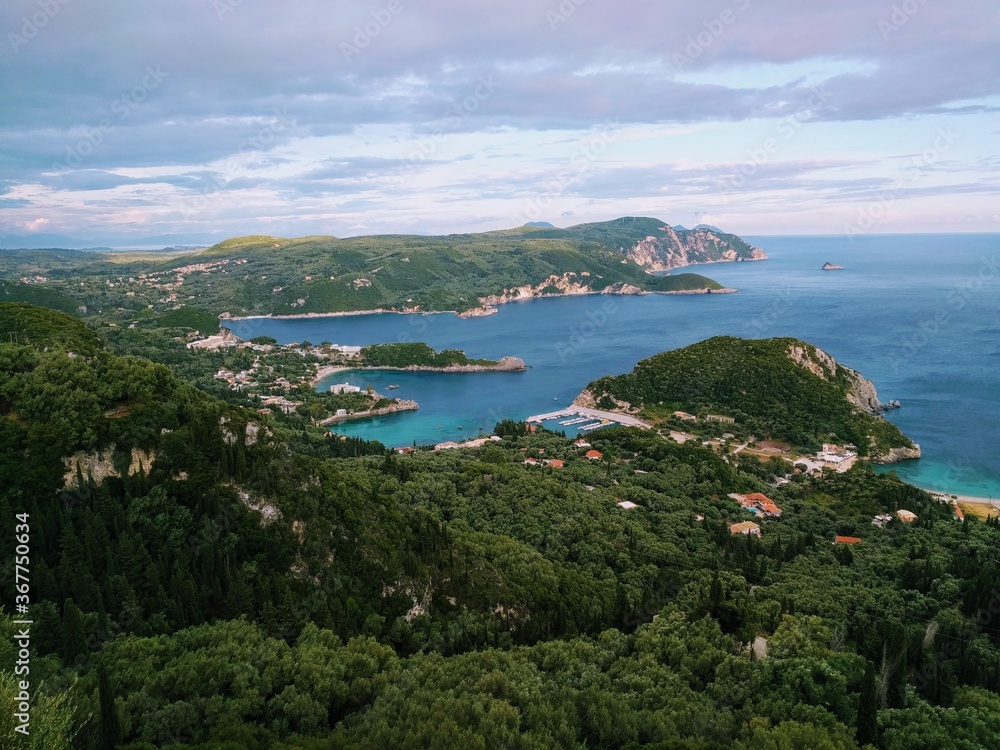 Panoramic view of Paleokastritsa bay, Corfu island, Greece
