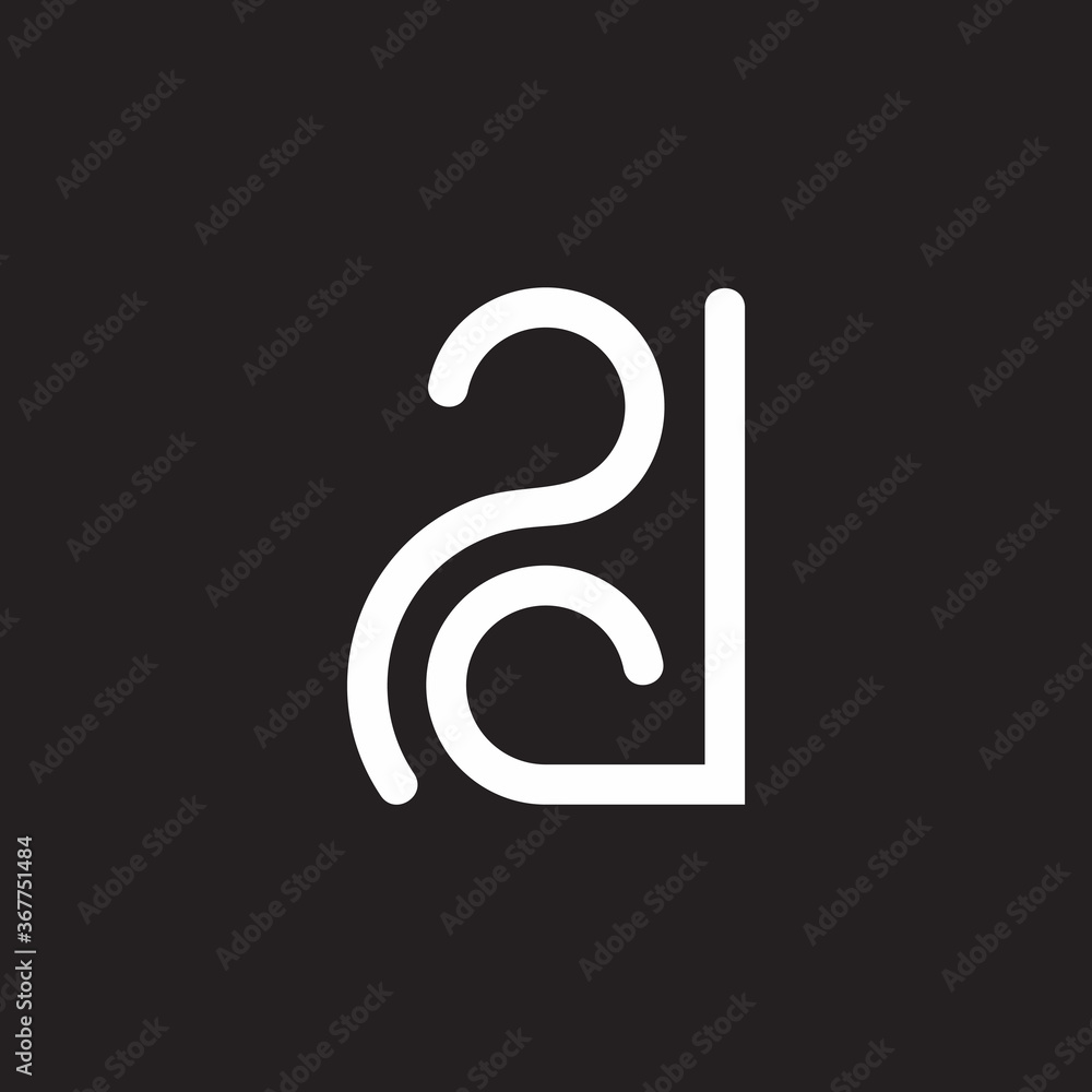 Naklejka premium curves abstract letter pd geometric linear symbol logo vector