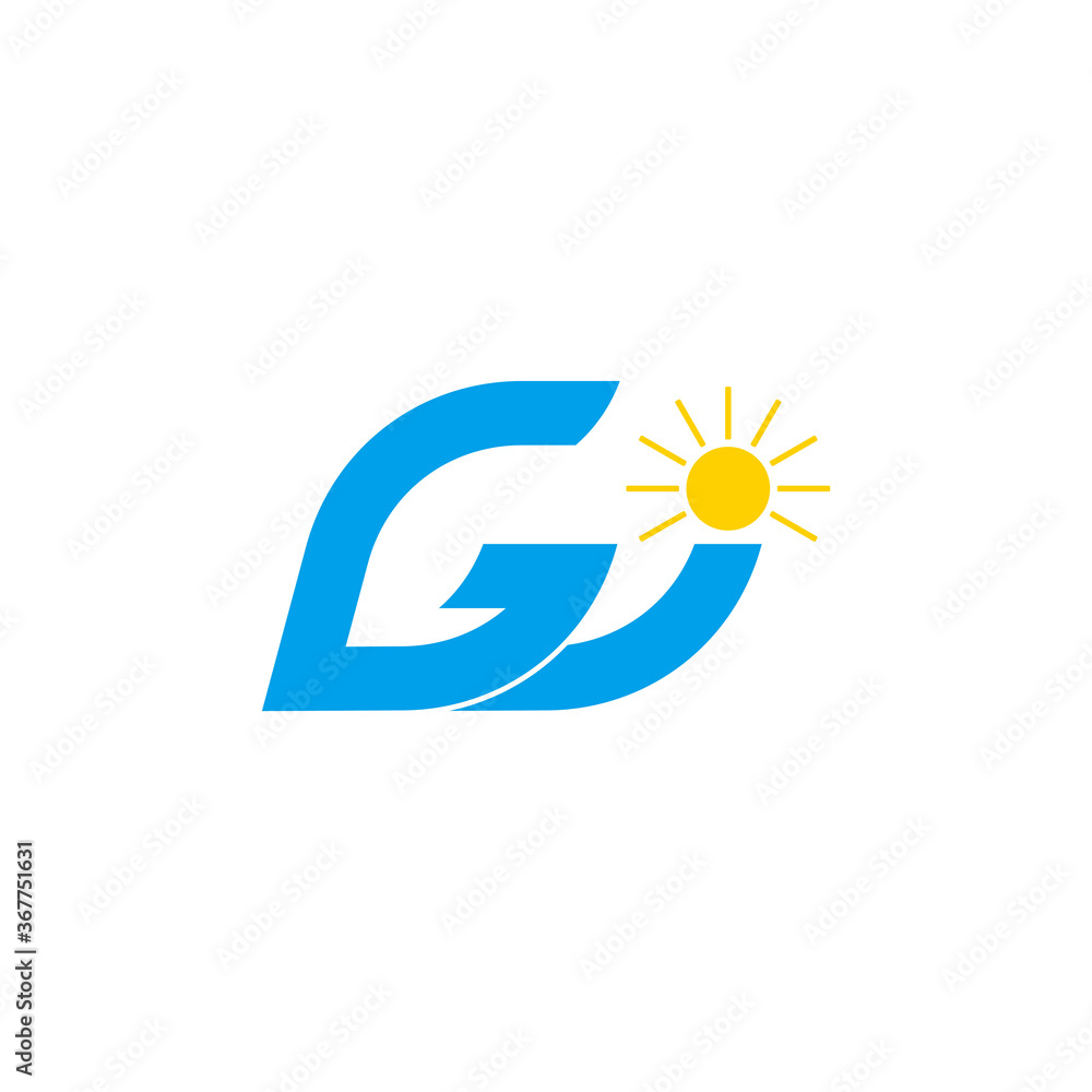 letter gw waves sun geometric logo vector letter gw waves sun geometric logo vector