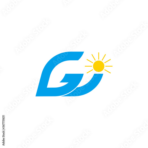 letter gw waves sun geometric logo vector