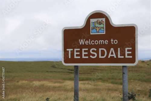 A welcome sign to Teesdale in the Yorkshire Dales, England, UK. photo