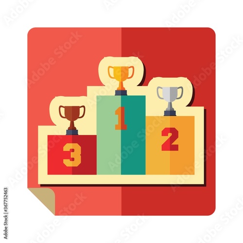 winner podium with trophy