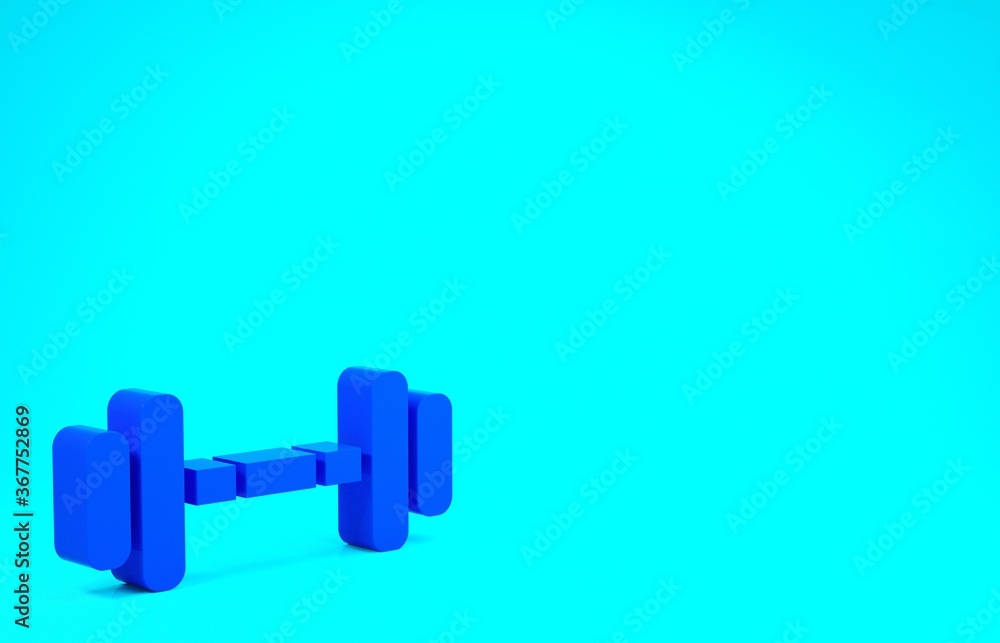 Blue Dumbbell icon isolated on blue background. Muscle lifting icon, fitness barbell, gym, sports equipment, exercise bumbbell. Minimalism concept. 3d illustration 3D render. Blue Dumbbell icon isolated on blue background. Muscle lifting icon, fitness barbell, gym, sports equipment, exercise bumbbell. Minimalism concept. 3d illustration 3D render.