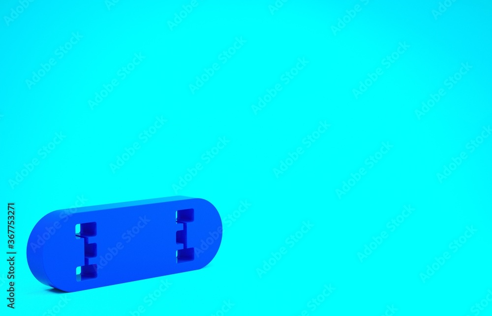 Blue Skateboard trick icon isolated on blue background. Extreme sport. Sport equipment. Minimalism concept. 3d illustration 3D render. Blue Skateboard trick icon isolated on blue background. Extreme sport. Sport equipment. Minimalism concept. 3d illustration 3D render.