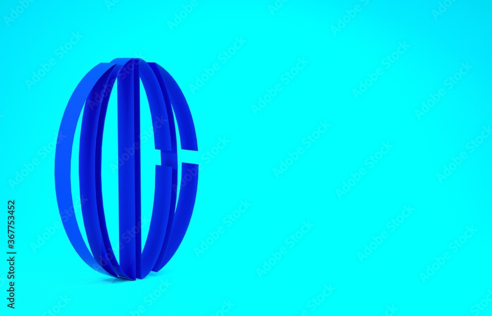 Blue Rugby ball icon isolated on blue background. Minimalism concept. 3d illustration 3D render. Blue Rugby ball icon isolated on blue background. Minimalism concept. 3d illustration 3D render.
