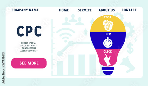 Vector website design template . CPC Cost Per Click.  illustration for website banner, marketing materials, business presentation, online advertising. Modern flat illustration