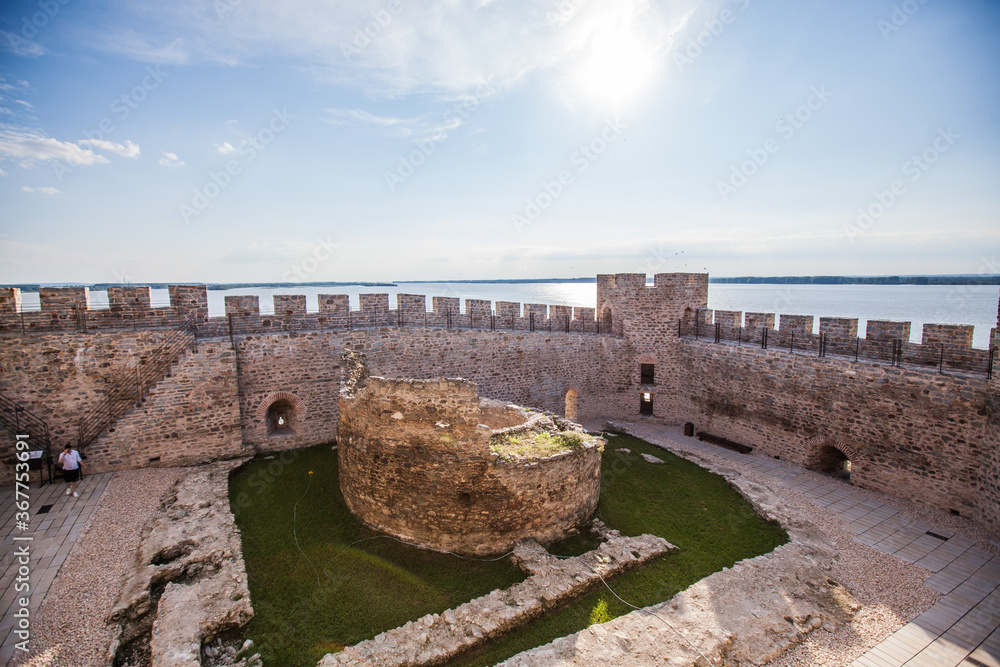 Fototapeta premium Cultural Heritage, Medieval Ram Fortress, old Ottoman fortress, border fortification situated on the banks of Danube river, eastern Serbia, Europe