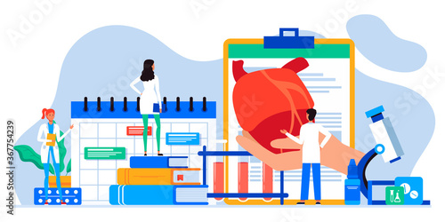 Organ donation web banner, flyer. Hand holding human realistic heart. National organ donor day. Internal organ for transplantation. Volunteering, saving lives and health care concept