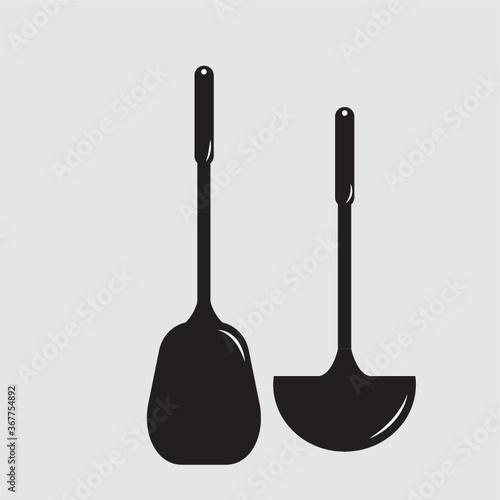 silhouette of spatula and ladle