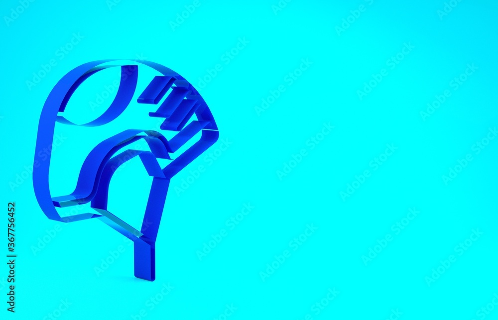 Blue Helmet icon isolated on blue background. Extreme sport. Sport equipment. Minimalism concept. 3d illustration 3D render.