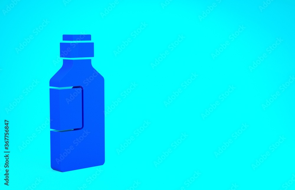 Blue Bottle of water icon isolated on blue background. Soda aqua drink sign. Minimalism concept. 3d illustration 3D render. Blue Bottle of water icon isolated on blue background. Soda aqua drink sign. Minimalism concept. 3d illustration 3D render.