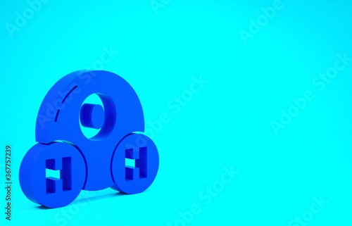 Blue Chemical formula for water drops H2O shaped icon isolated on blue background. Minimalism concept. 3d illustration 3D render.