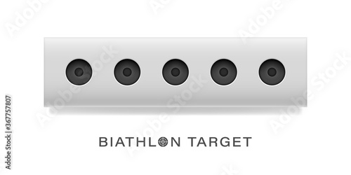 The attribute of winter sports is the biathlon target. A set of open and closed targets. Isolated grouped vector object.