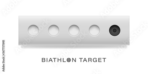 The attribute of winter sports is the biathlon target. A set of open and closed targets. Isolated grouped vector object.