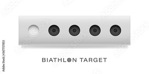 The attribute of winter sports is the biathlon target. A set of open and closed targets. Isolated grouped vector object.