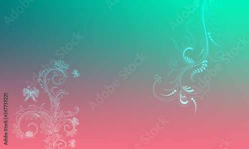 Wallpaper Mural Hintergrund pink grün türkis Ornament floral pastell Ranken Design Layout Vorlage Untergrund leuchten schimmern hell Frühling Sommer Symbol Blumen Flora zeitlos schön elegant Schmetterlinge Torontodigital.ca