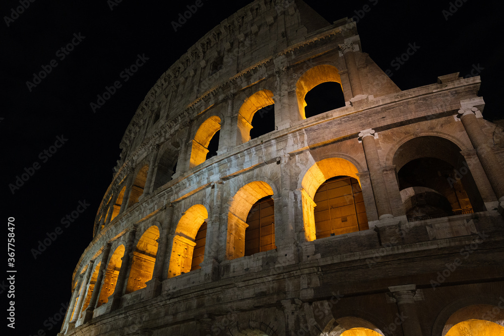 Colosseum Exterior at Night, Rome, Lazio, Italy
