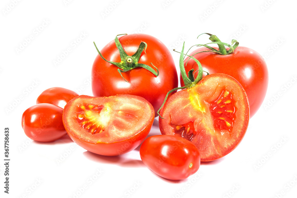 Healthy food, vegetable, red tomato on a white background Healthy food, vegetable, red tomato on a white background