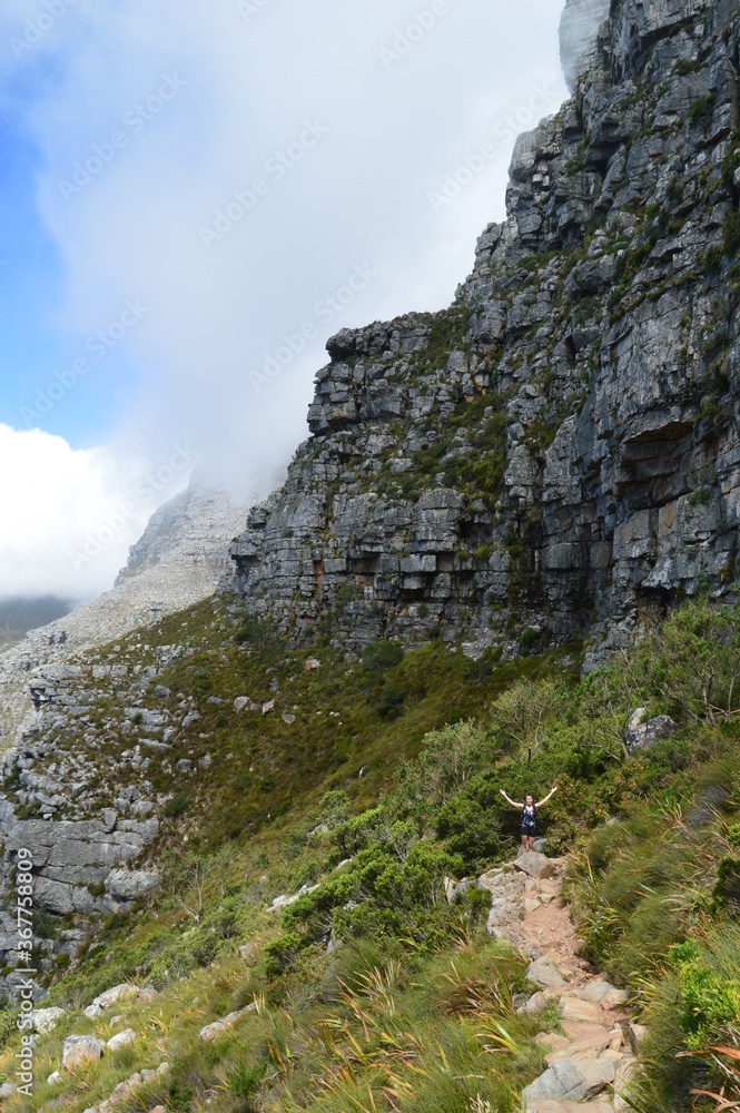 Hiking from Cape Town up to Table Mountain in South Africa
