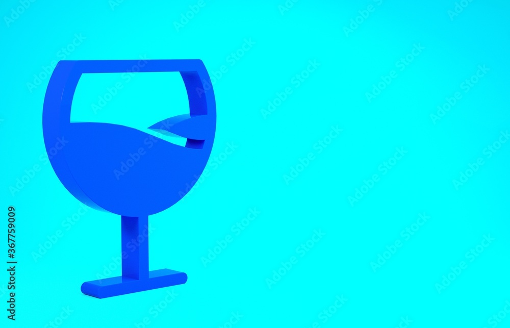 Blue Wine glass icon isolated on blue background. Wineglass sign. Minimalism concept. 3d illustration 3D render. Blue Wine glass icon isolated on blue background. Wineglass sign. Minimalism concept. 3d illustration 3D render.