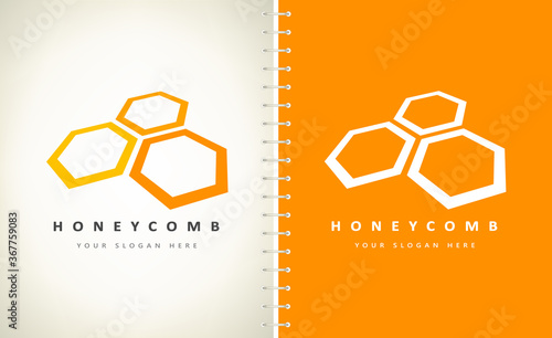 bee honeycomb logo vector design