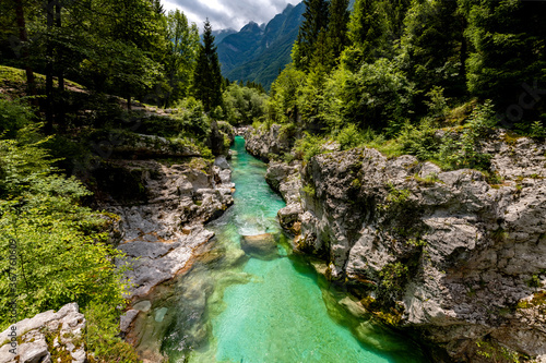 Foto Soča Fluss Canyon Schlucht Slowenien Smaragdfluss grün türkis intenisv Isonzo So
