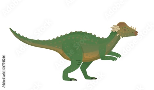 Pachycephalosaurus green dinosaur.Vector cartoon dinosaur. © NADEZHDA
