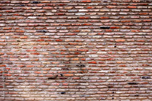 .Old brick wall background. Red old brick wall background and texture..