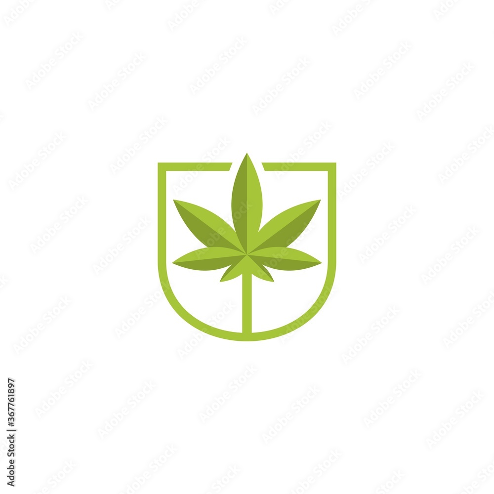 cannabis shield logo icon vector