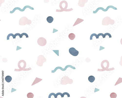 色々な図形の手描きのパターン／おしゃれ／北欧風／かわいい／模様／背景