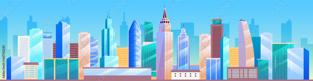 Urban landscape flat color vector illustration