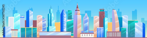 Urban landscape flat color vector illustration