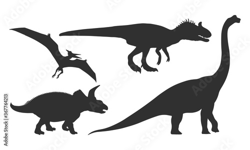 Vector silhouette dinosaur on white background