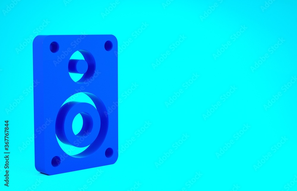 Blue Stereo speaker icon isolated on blue background. Sound system speakers. Music icon. Musical column speaker bass equipment. Minimalism concept. 3d illustration 3D render. Blue Stereo speaker icon isolated on blue background. Sound system speakers. Music icon. Musical column speaker bass equipment. Minimalism concept. 3d illustration 3D render.