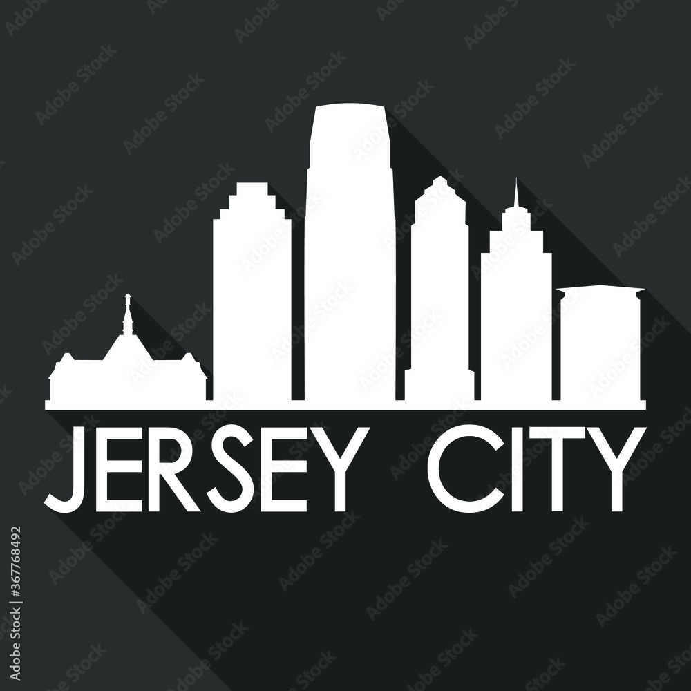 Jersey City Flat Icon Skyline Silhouette Design City Vector Art Famous Buildings.