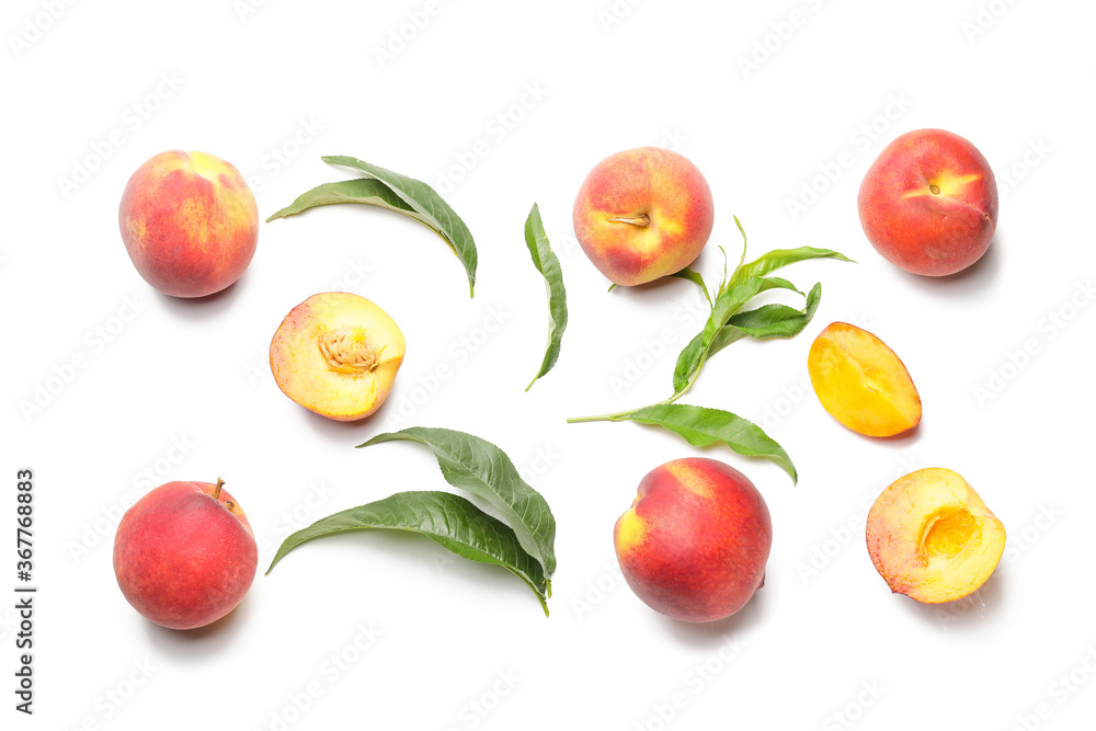 Many ripe peaches on light background Many ripe peaches on light background