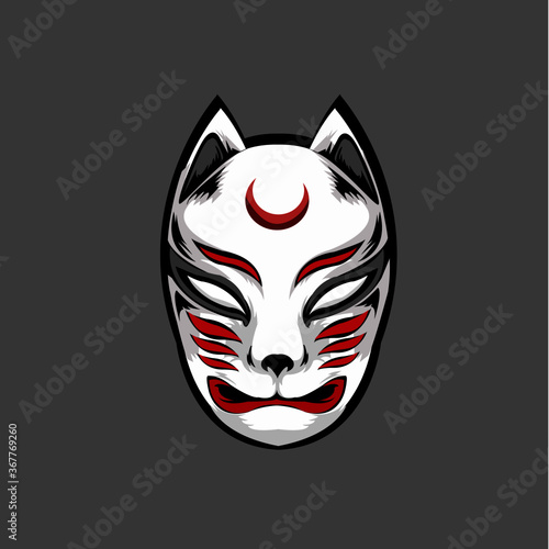 the illustration of japanesse oni mask