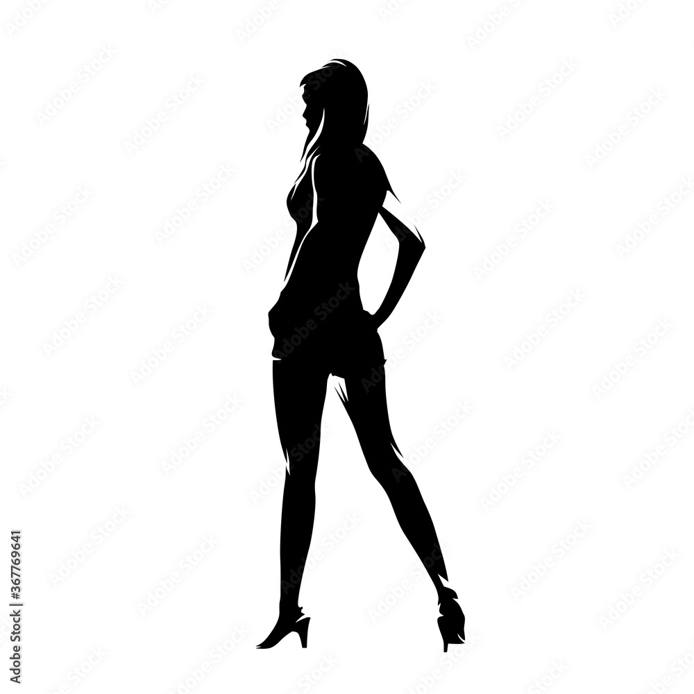 Slim sexy woman standing in high heels shoes, attractive body silhouette. Isolated vector illustration Slim sexy woman standing in high heels shoes, attractive body silhouette. Isolated vector illustration