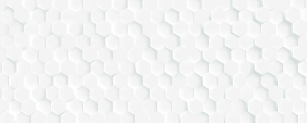 Papier peint photo Couloir et Hall Mosaïque hexagonale futuriste blanche 3D  © MarySan