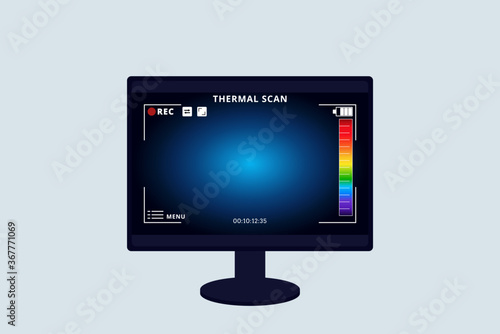 Illustration vector graphic of thermal Image Scanning monitor. Electromagnetic spectrum. infrared color. infrared color scale. 
