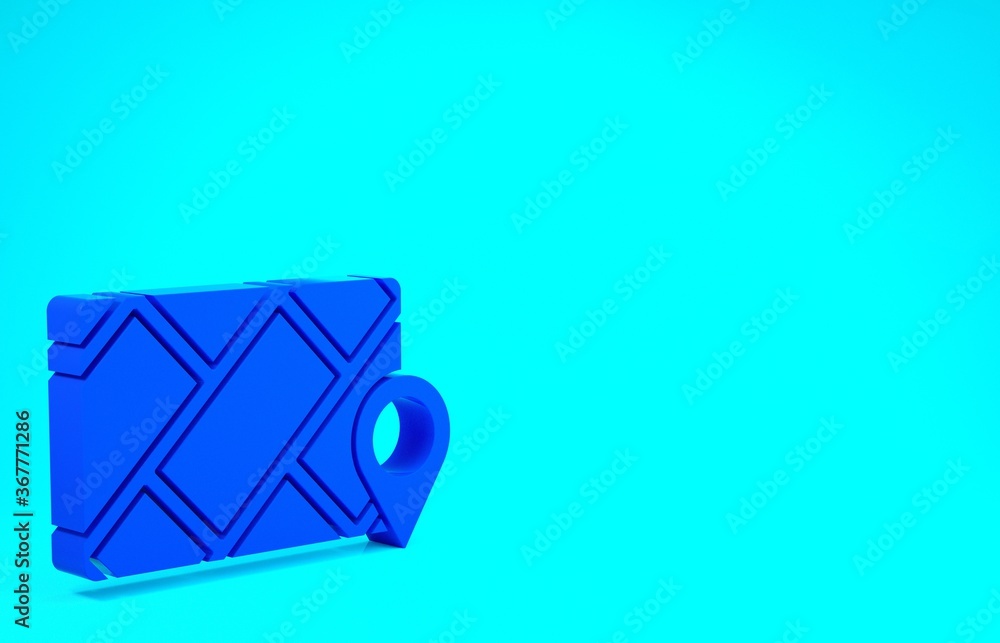 Obraz premium Blue Infographic of city map navigation icon isolated on blue background. Mobile App Interface concept design. Geolacation concept. Minimalism concept. 3d illustration 3D render.