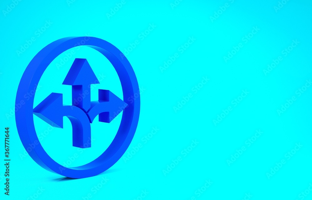 Blue Road traffic sign. Signpost icon isolated on blue background. Pointer symbol. Isolated street information sign. Direction sign. Minimalism concept. 3d illustration 3D render. Blue Road traffic sign. Signpost icon isolated on blue background. Pointer symbol. Isolated street information sign. Direction sign. Minimalism concept. 3d illustration 3D render.