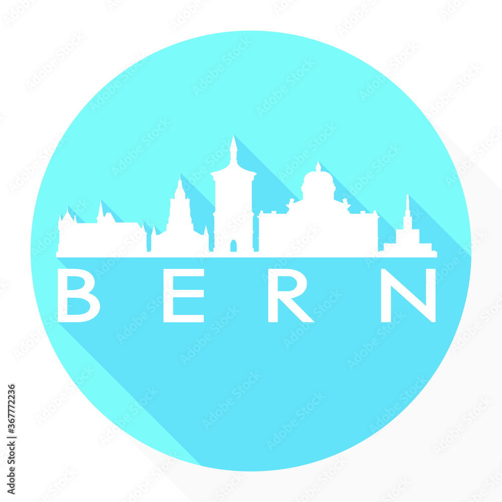 Bern Switzerland Flat Icon Skyline Silhouette Design City Vector Art.