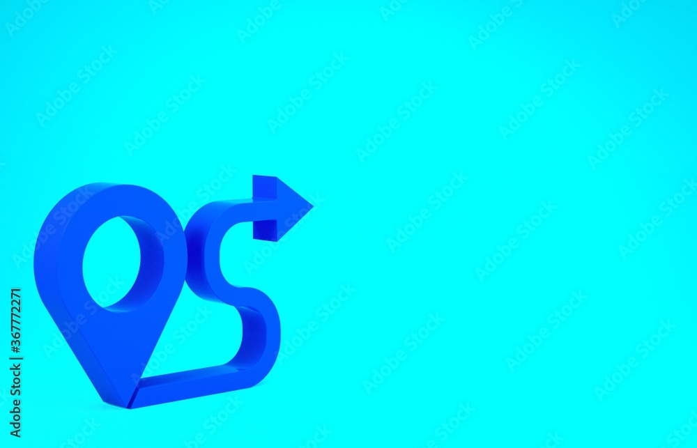 Blue Route location icon isolated on blue background. Map pointer sign. Concept of path or road. GPS navigator. Minimalism concept. 3d illustration 3D render. Blue Route location icon isolated on blue background. Map pointer sign. Concept of path or road. GPS navigator. Minimalism concept. 3d illustration 3D render.